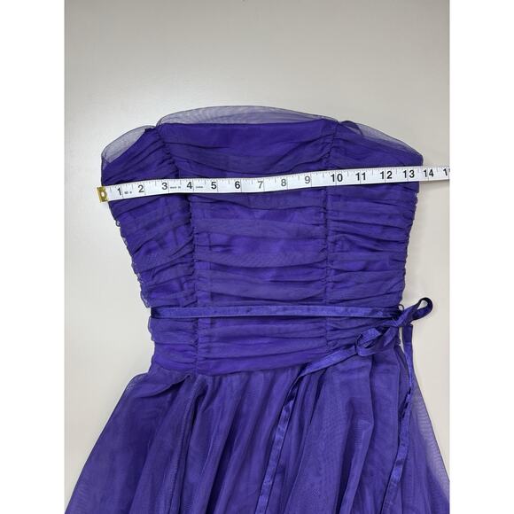 Vintage Y2K Asymmetrical Tulle Satin Trim Dress Womens 7/8 Fairy Whimsigoth HOCO - Picture 10 of 16